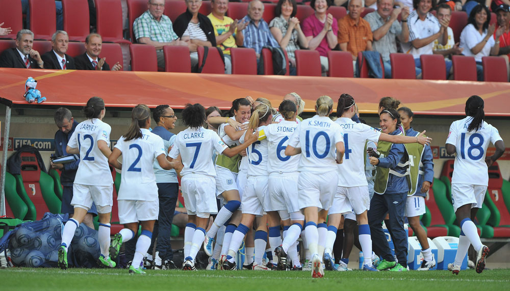 England celebrate v Japan